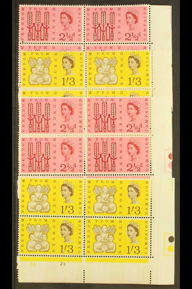 1963  Freedom From Hunger Ordinary & Phosphor Cylinder Blocks Of 4 Sets, SG 634/635 & SG 634p/35p. Never Hinged Mint (4 - Other & Unclassified