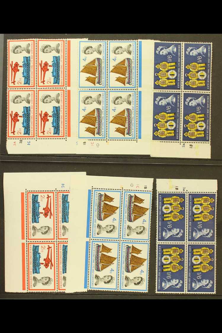 1963  Lifeboat Conference Ordinary & Phosphor Cylinder Blocks Of 4 Sets, SG 639/641 & SG 639p/41p. Never Hinged Mint (6 - Other & Unclassified