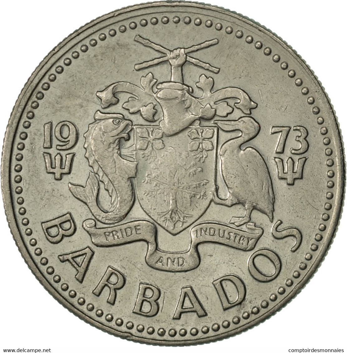 Monnaie, Barbados, 25 Cents, 1973, Franklin Mint, TTB+, Copper-nickel, KM:13 - Barbados