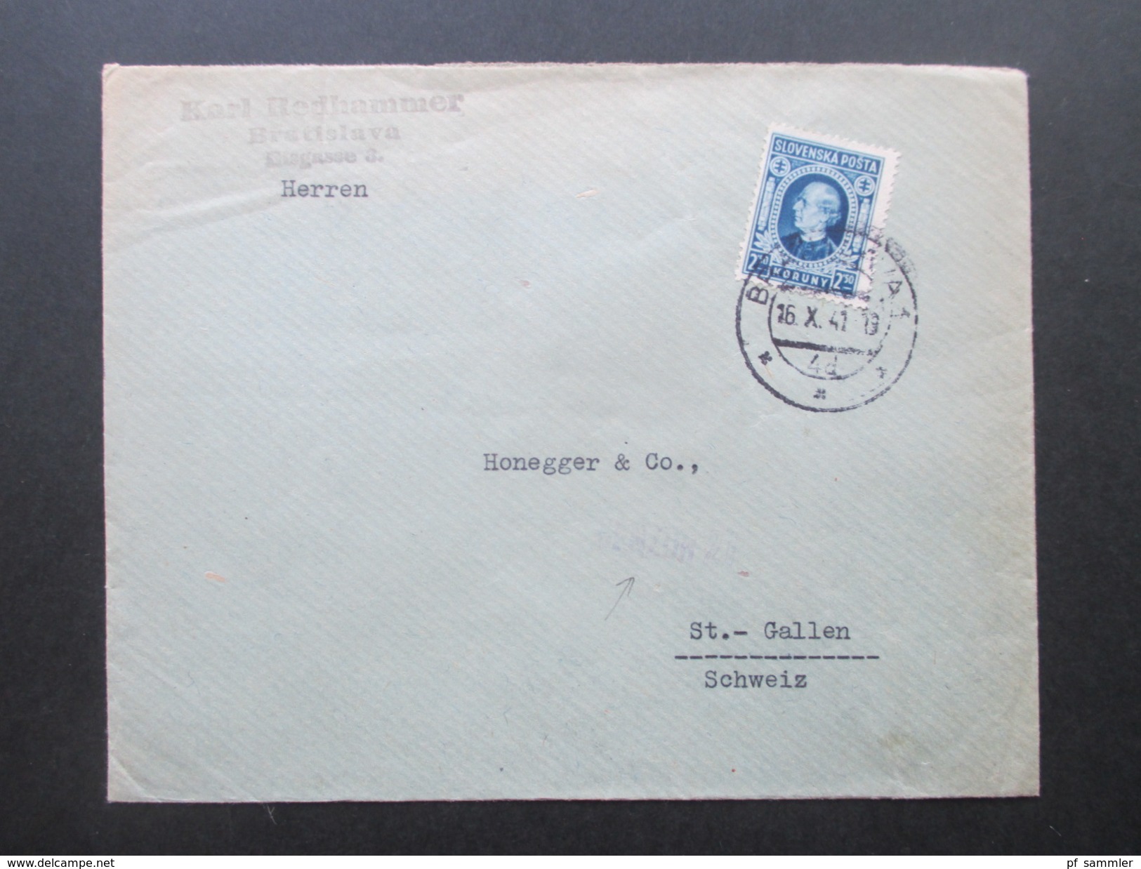 Sowenien 1941 Zensurpost Bratislava -. St. Gallen Schweiz. Doppelzensur! Toler Beleg! - Slovenia