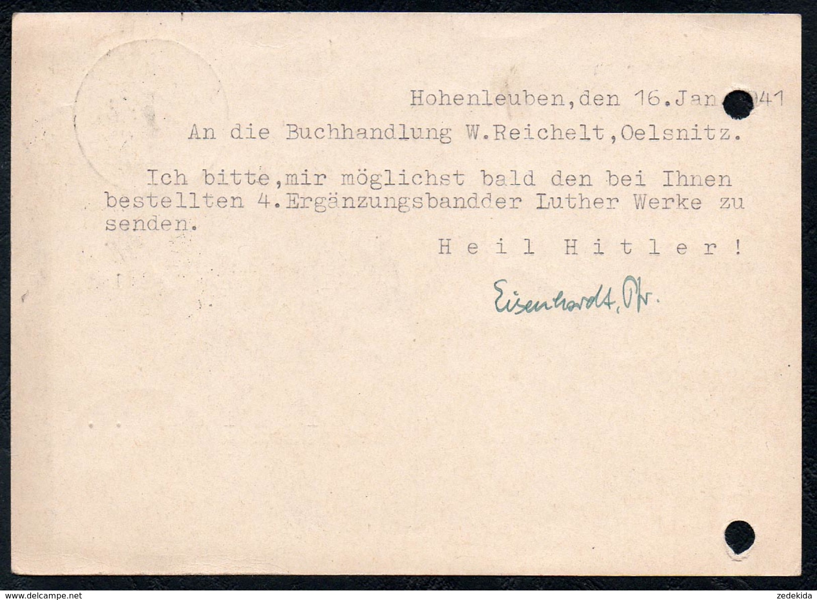 A6211 - Alte Postkarte - Bedarfspost - Hohenleuben - Nach Oelsnitz 1941 - Lesen !!!!! - Greiz