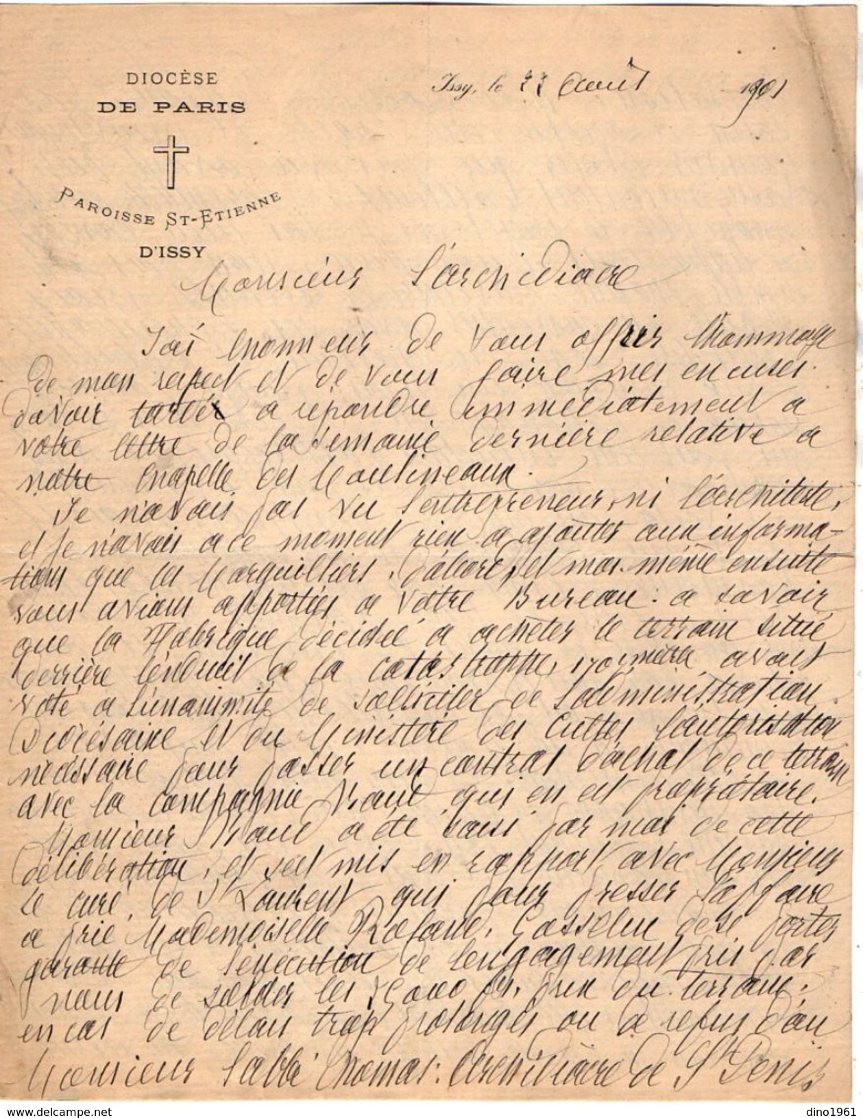 VP10.711 - Lot De 7 Lettres De Mr Le Curé VIOLAINE Au Sujet De La Construction De La Nouvelle Chapelle D'ISSY - Religion & Esotericism