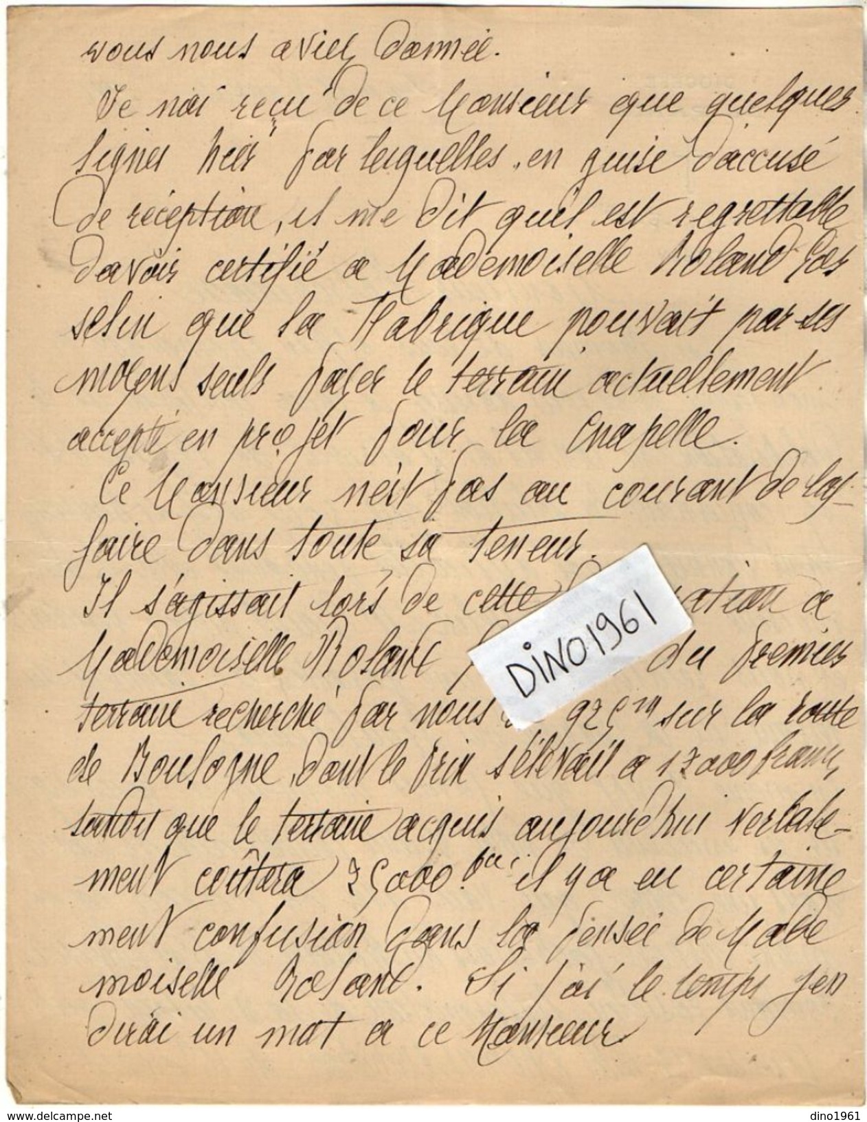 VP10.711 - Lot de 7 Lettres de Mr le Curé VIOLAINE au sujet de la construction de la Nouvelle Chapelle d'ISSY