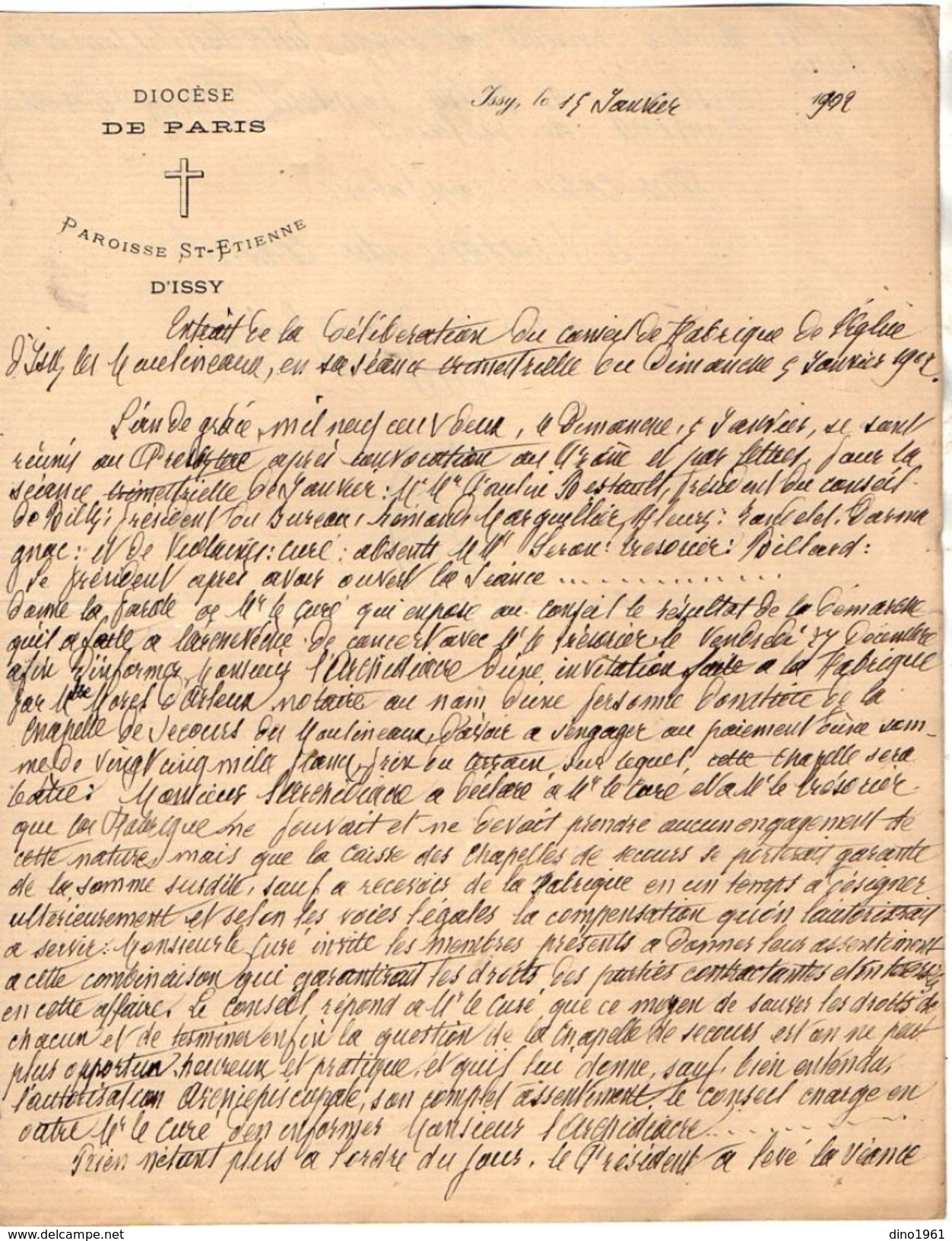 VP10.711 - Lot de 7 Lettres de Mr le Curé VIOLAINE au sujet de la construction de la Nouvelle Chapelle d'ISSY