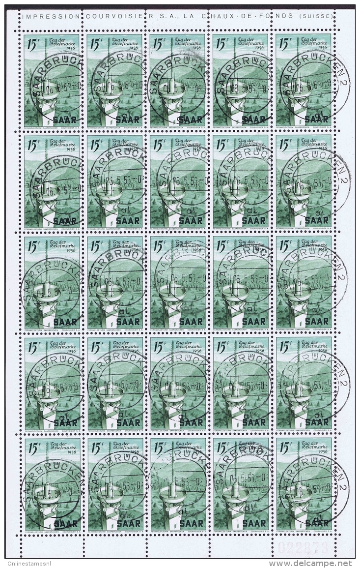 SAAR: Mi Nr 369 Obl./Gestempelt/used Complete Sheet Of 25 - Oblitérés