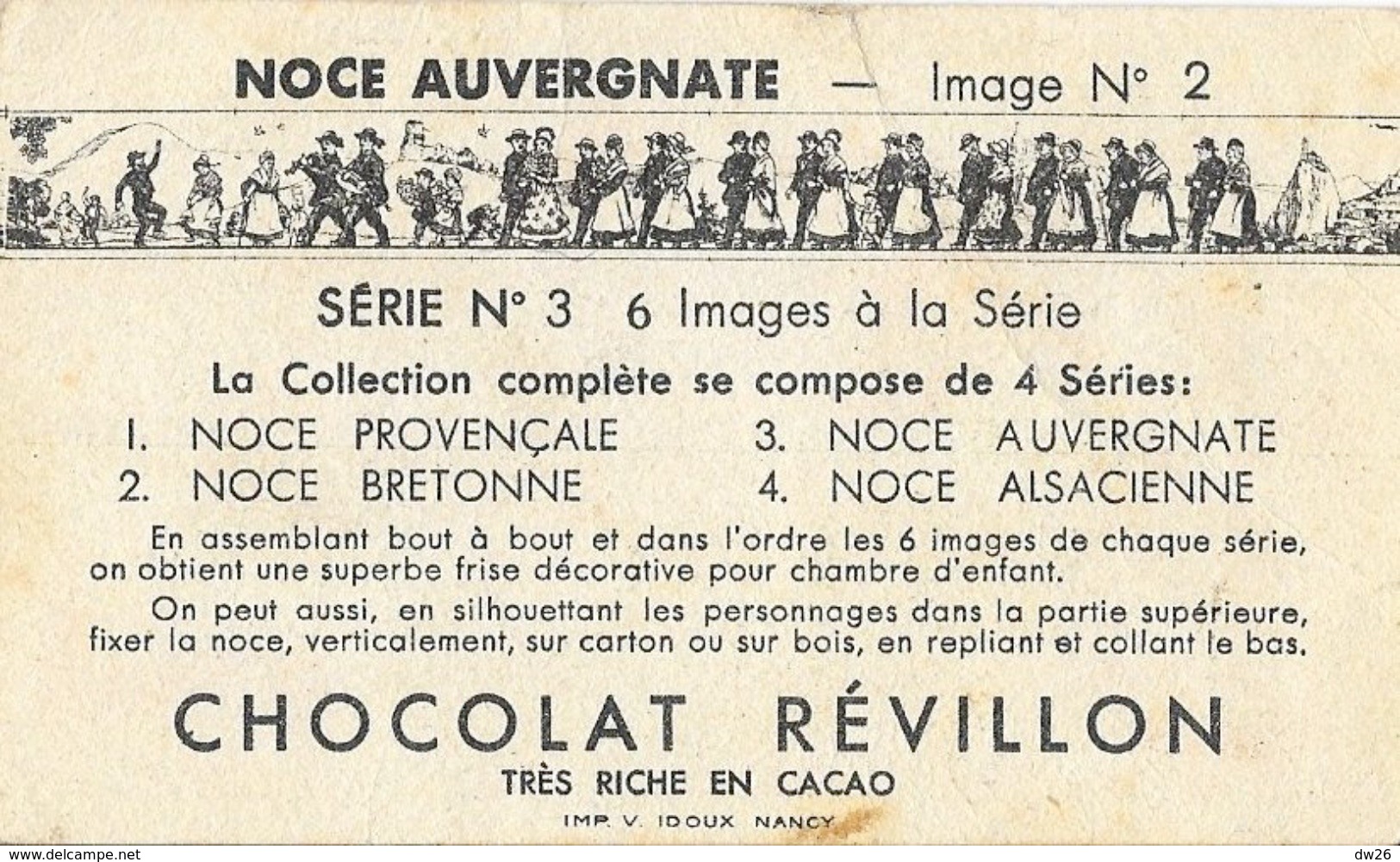 Chromos - Chromo Chocolat Révillon, Série N° 3 Noce Auvergnate (Image N° 2) - Revillon