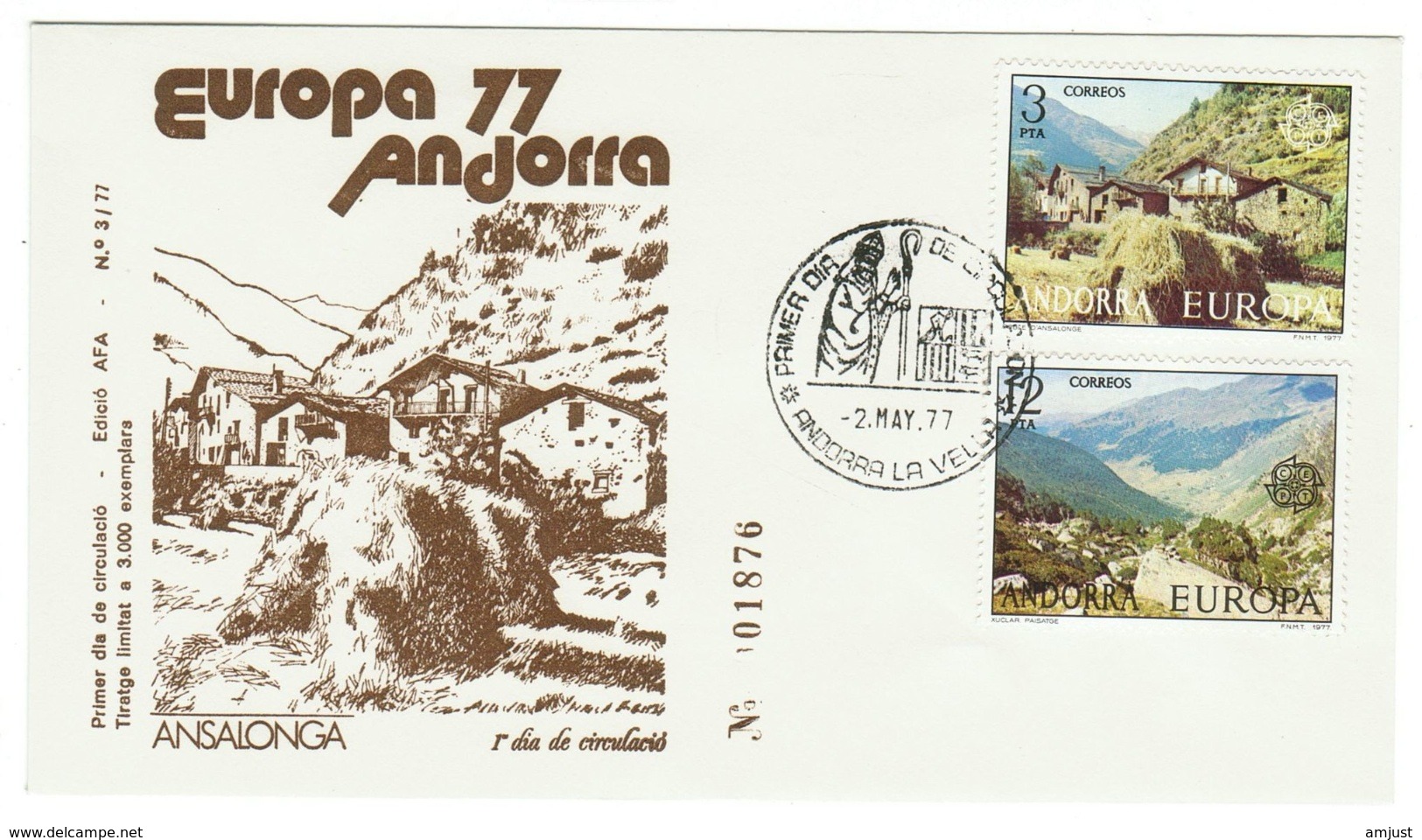 Andorra // FDC // 1977 //  Europa 1977 - Brieven En Documenten