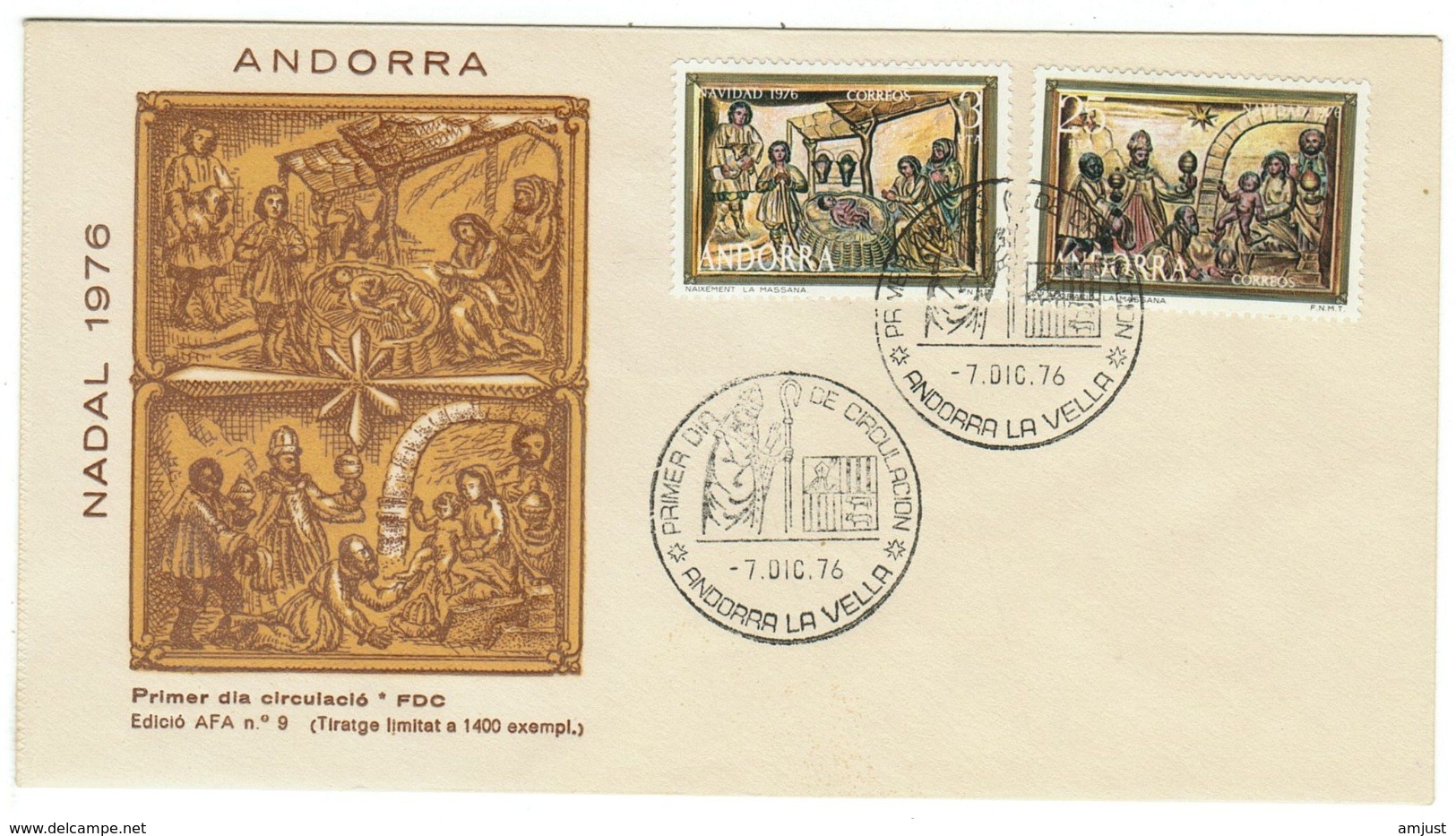 Andorra // FDC // 1976 //  Peinture De L'église De Massana (tirage Limité 1400 Exemplaires) - Lettres & Documents