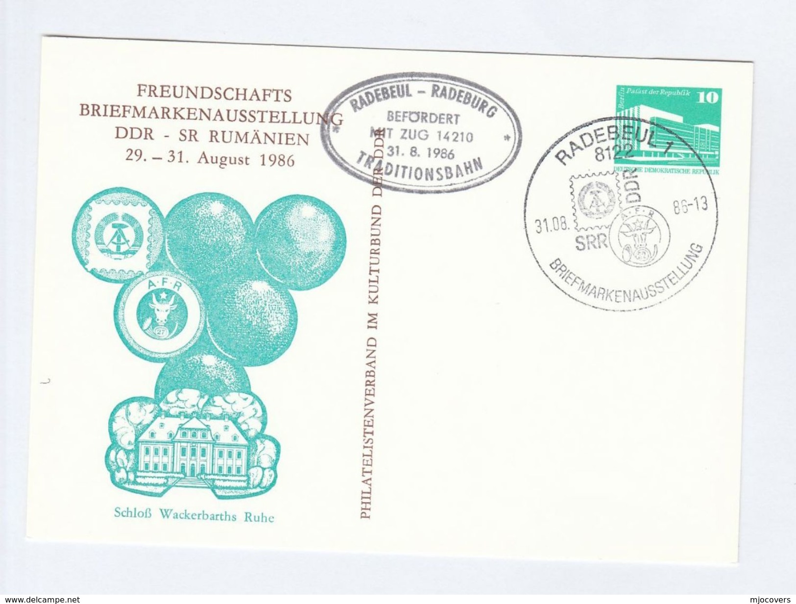1986 Radbeul EAST GERMANY Special POSTAL STATIONERY Card AFR DDR Philatelic Exhibition Cover Stamps - Privé Postkaarten - Gebruikt