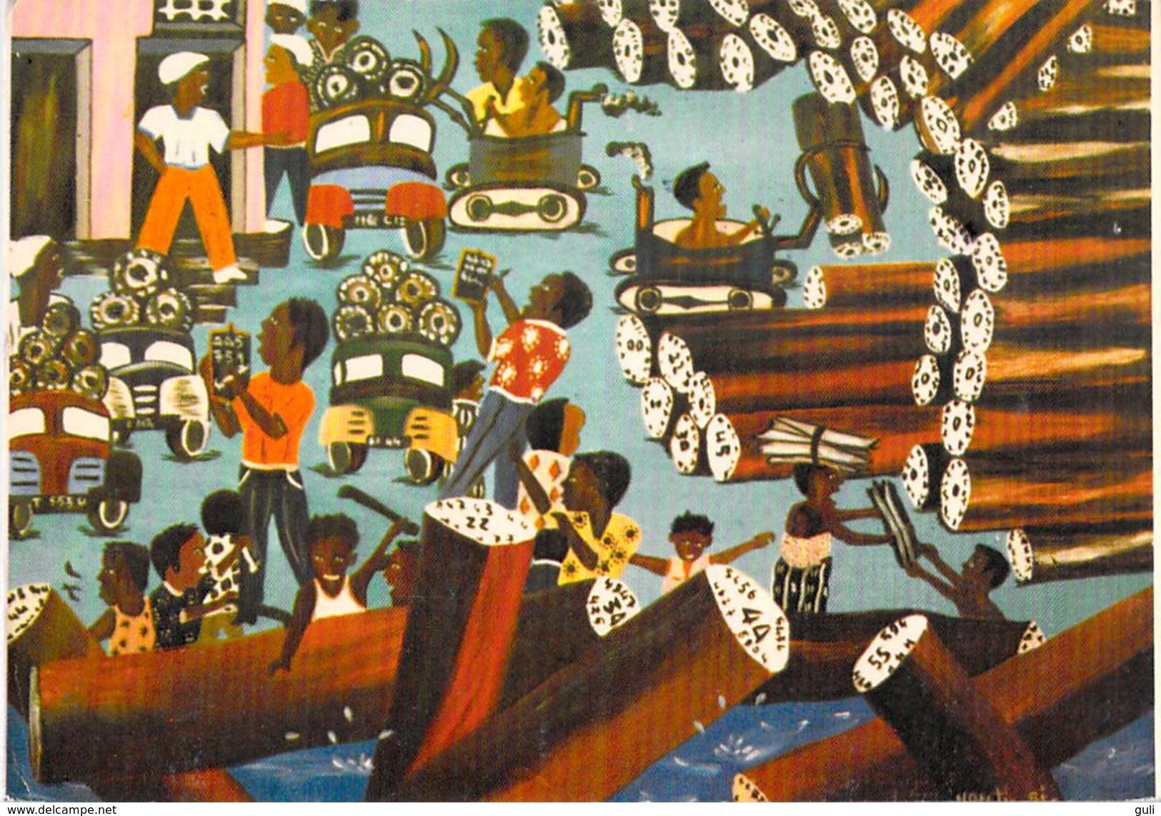 Afrique  Côte D´Ivoire -ABIDJAN Le Port à Bois Illustration Tableau De Nanty-Bi (Barnoin Galerie D'art Mitkal)*PRIX FIXE - Côte-d'Ivoire