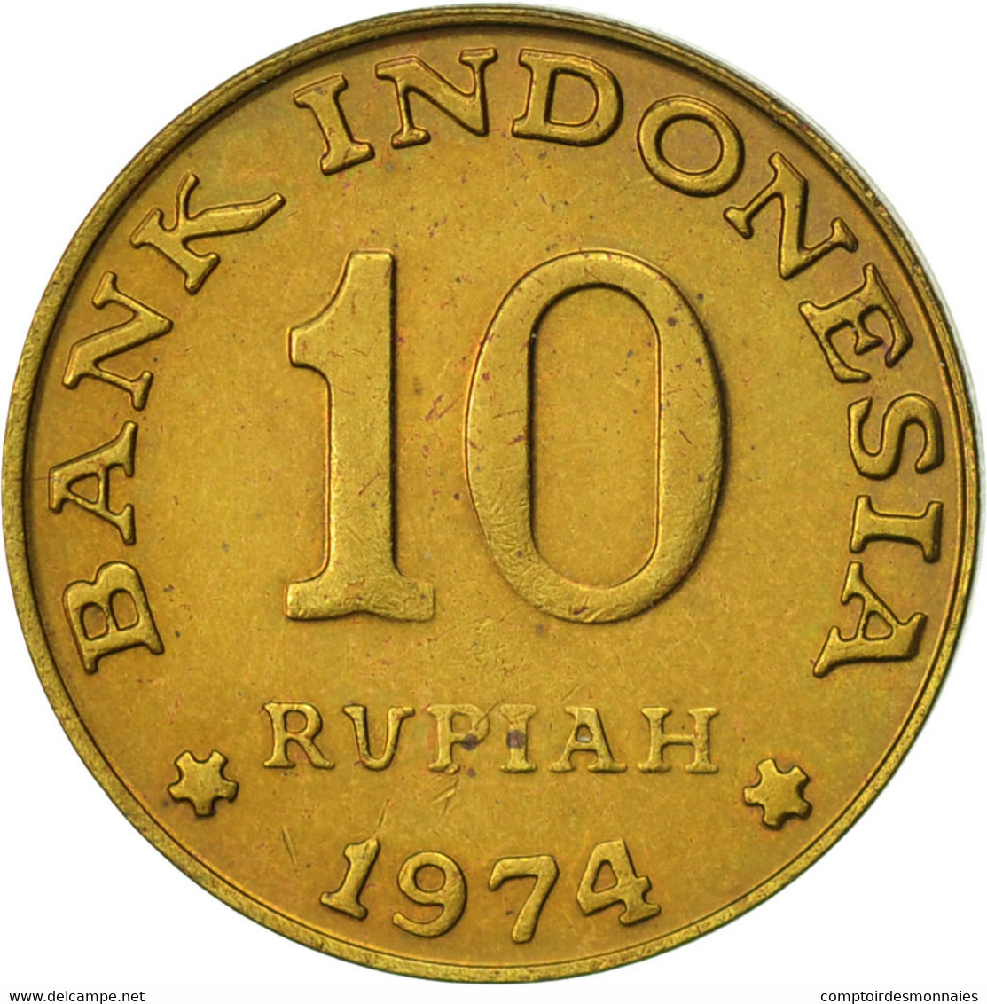 Monnaie, Indonésie, 10 Rupiah, 1974, TTB, Brass Clad Steel, KM:38 - Indonésie