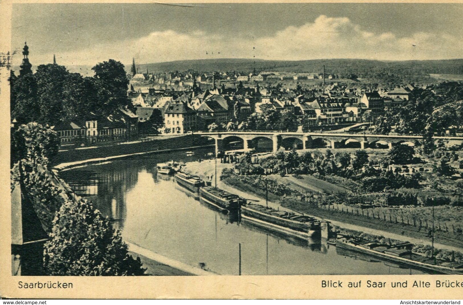 Saarbrücken - Blick Auf Saar Und Alte Brücke 1942 (001309) - Saarbrücken