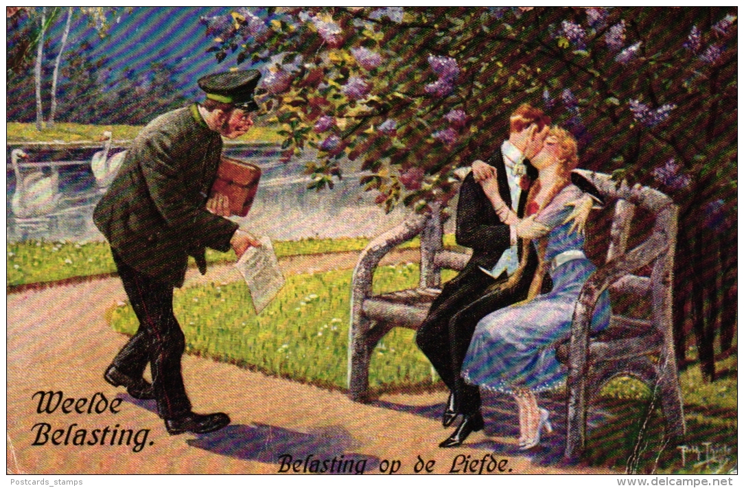 Liebespaar Im Park, Bote, Sign. Arthur Thiele, Um 1910 - Thiele, Arthur