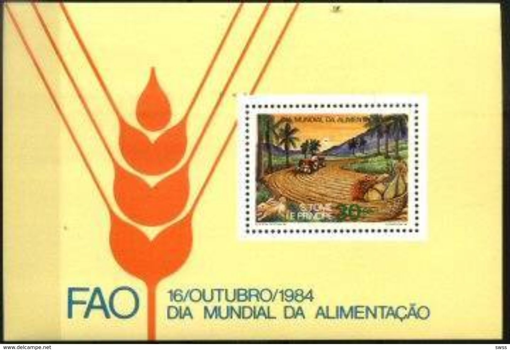 SAO TOME AND PRINCIPE, 1984, WORLD FOOD DAY, FAO , R#169, YV#B.42, SS, MNH - São Tomé Und Príncipe