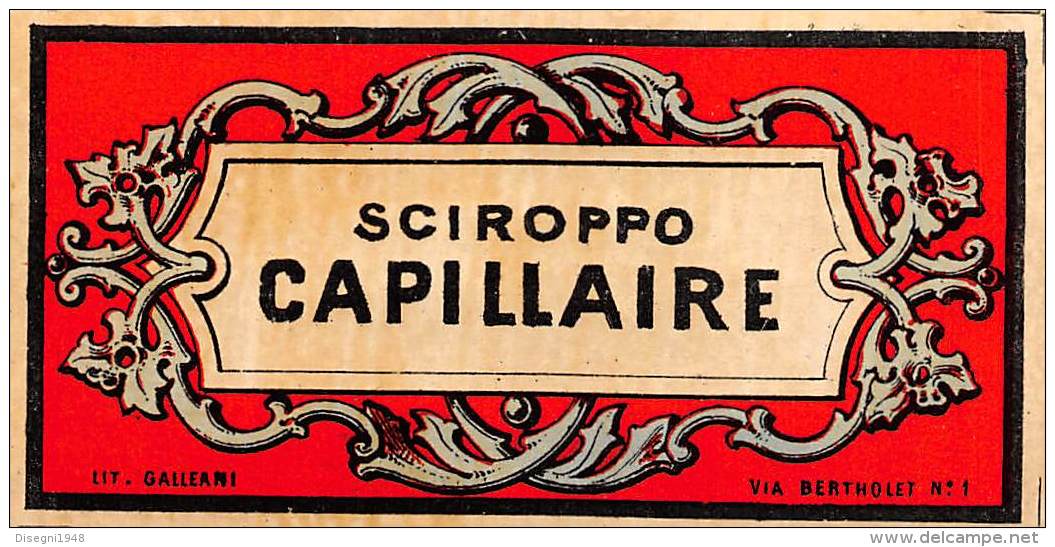 07006 "SCIROPPO CAPILLAIRE" ETICHETTA ORIG. IN CROMOLITHOGRAFIA ED ORO, FINE XIX SECOLO - Altri & Non Classificati