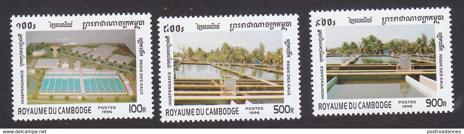 Cambodia, Scott #1569-1571, Mint Hinged, Independence, Issued 1996 - Cambodge