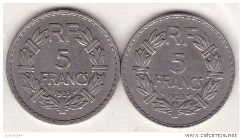 5 FRANCS 1933 Et 1935 . En Nickel - 5 Francs