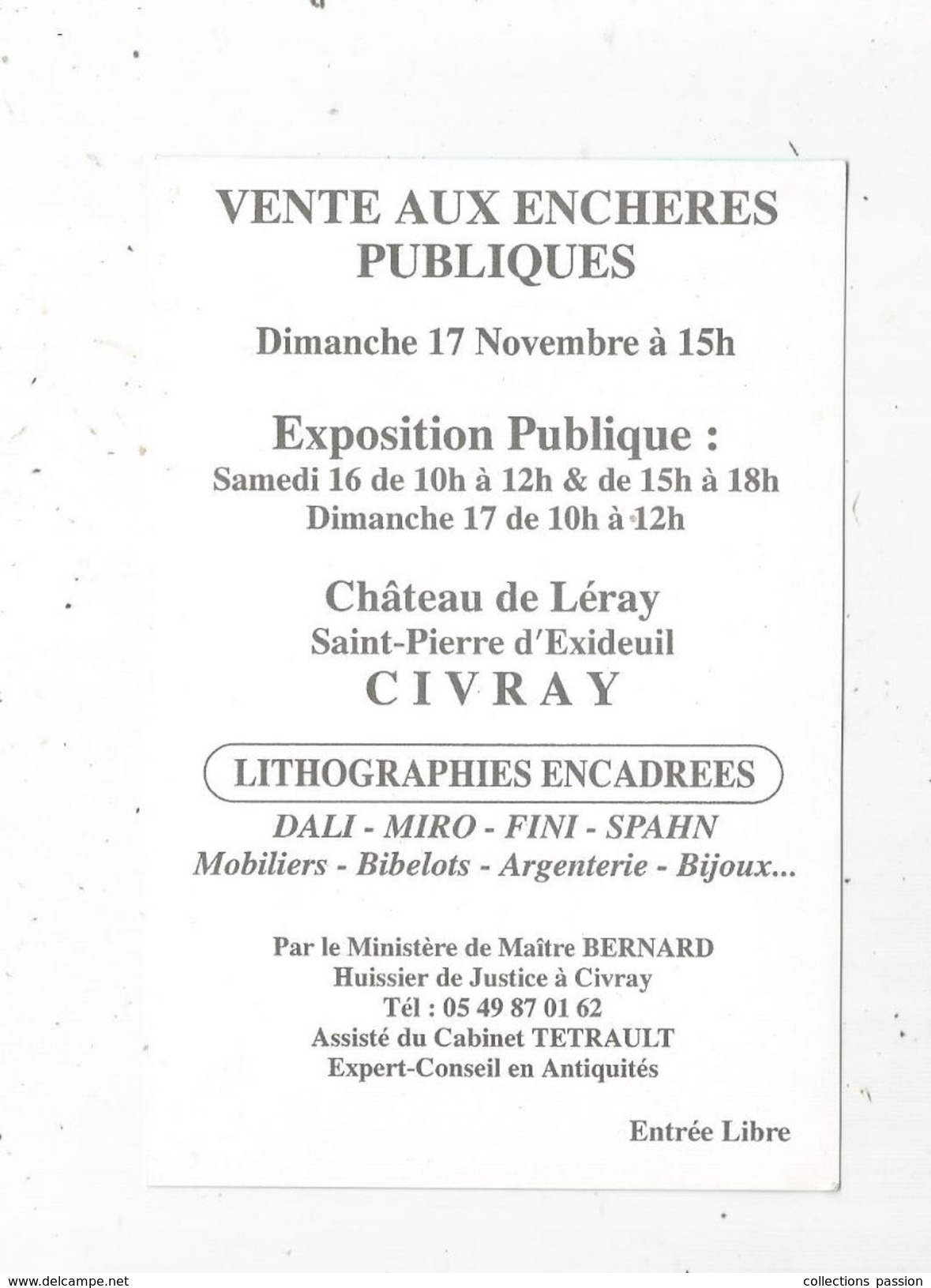 Cp, Sports , VOILE , Victor SPAHN : SPI , Publicité : Vente Aux Enchéres , CIVRAY , Lithographies , 2 Scans - Vela