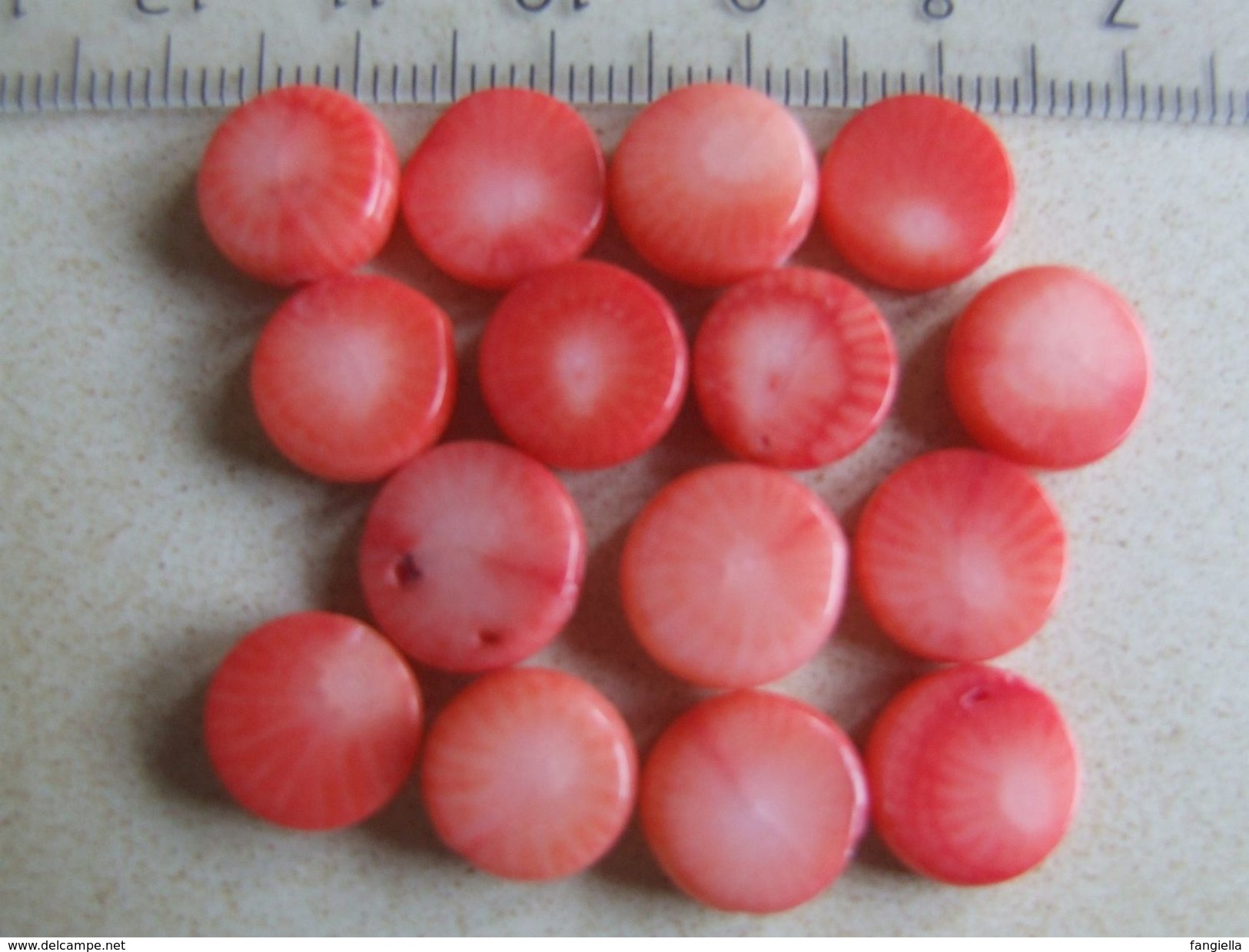 10 Perles Corail Rose Palet Plat Environ 10x3mm - Perles