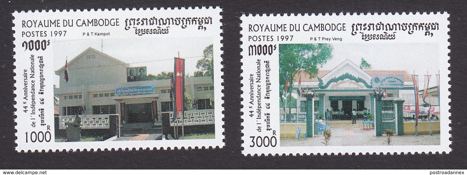 Cambodia, Scott #1676-1677, Mint Hinged, Independence, 44th Anniversary, Issued 1997 - Cambodge