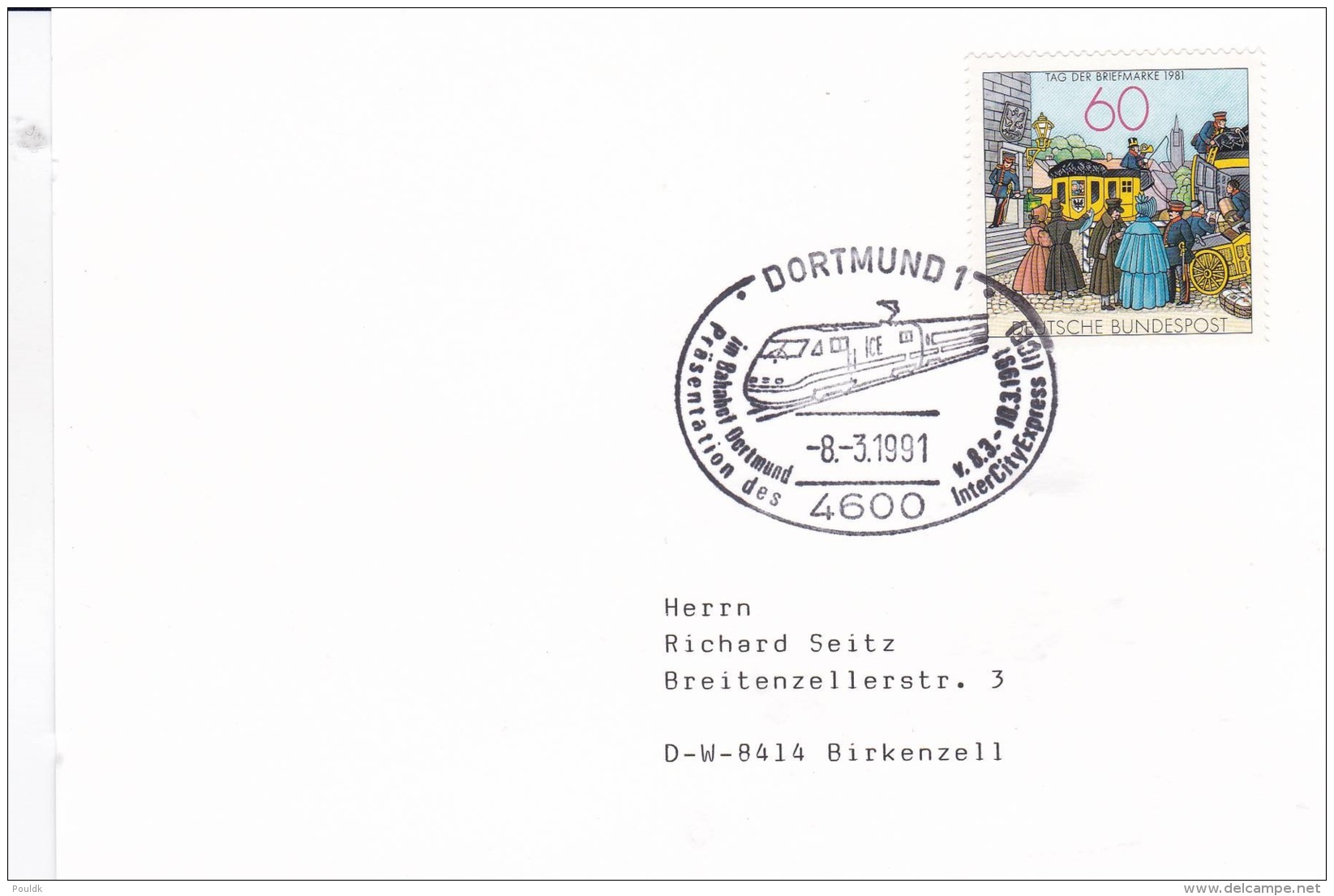 Germany Postcard Dortmund 1991 Präsentaion Des InterCityExpress ICE - Train In Postmark  (T12-37) - Eisenbahnen