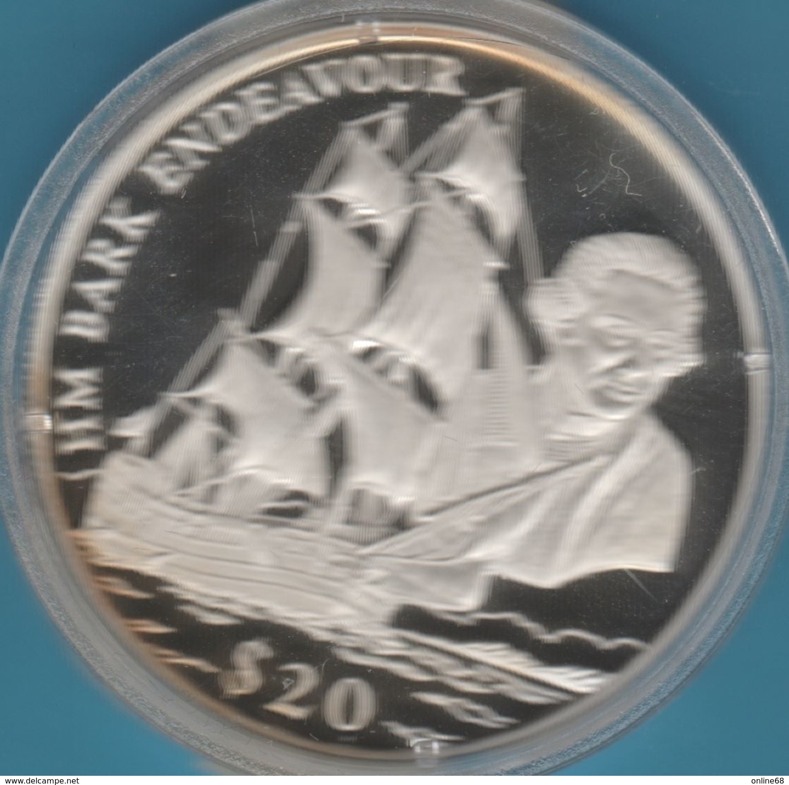 LIBERIA 20 DOLLARS 2000 "HM Bark Endeavour" COOK Bateau  Proof Silver 0.999 - Liberia