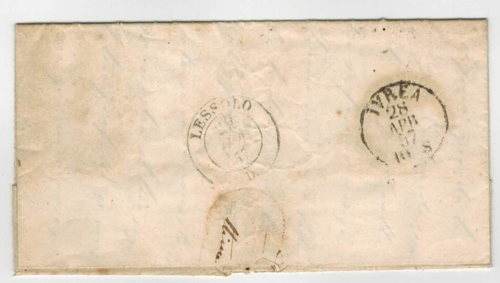 Lettera Da Strambino A Quassolo Ivrea 1857 Con 20 Centesimi Cobalto Sardegna IV Emissione - Sardinien