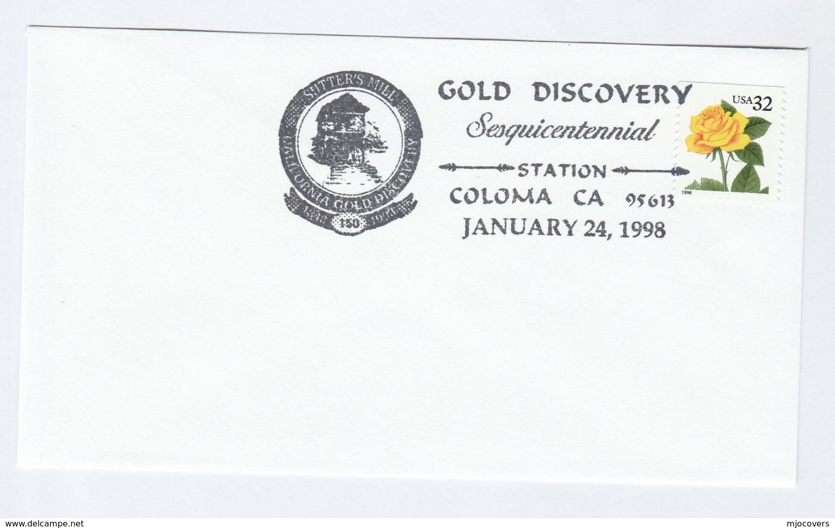 1998 COLOMBA Cover GOLD DISCOVERY SESQUINCENTENNIAL Event Usa Stamps Minerals Mining - Minerals