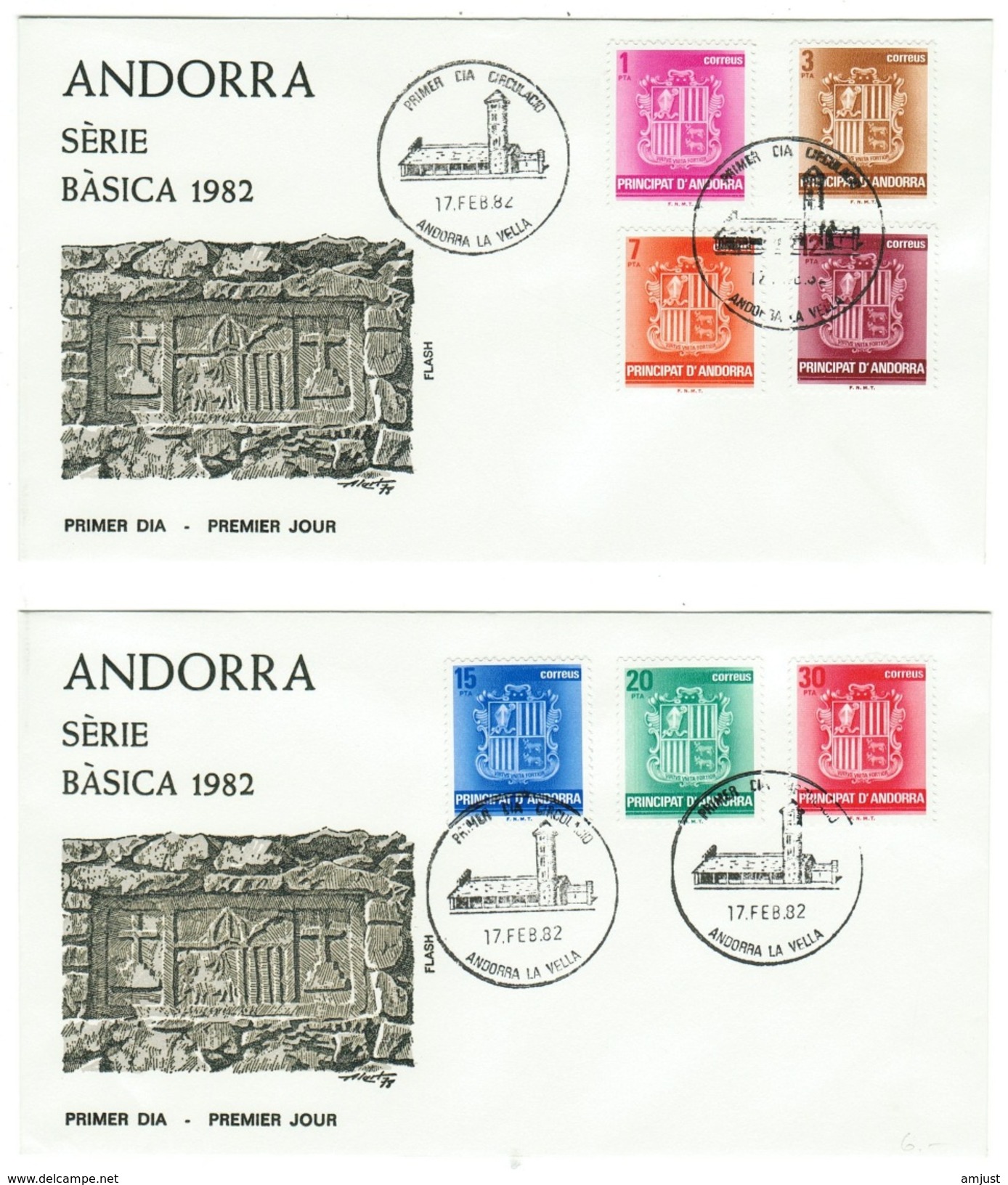 Andorra // FDC // 1981 // Armoiries Des Vallées (2 Lettres) - Lettres & Documents