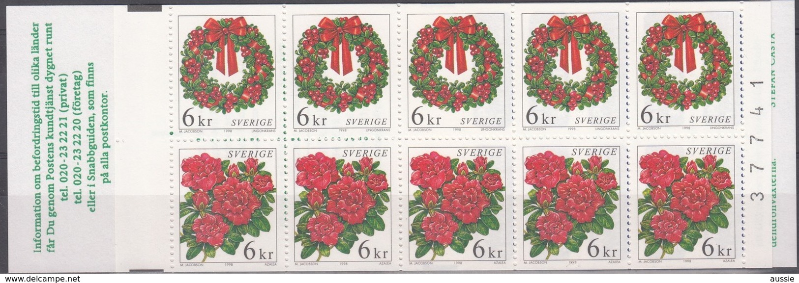 Sverige Suède Zweden 1998 Carnet C2066 ***  MNH 60 Kr. Cote 27,50 Euro Flore Bloemen Flowers Fleurs Noël Kerstmis - 1981-..