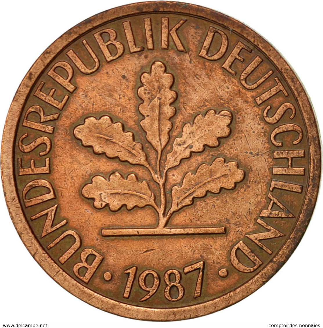 Monnaie, République Fédérale Allemande, Pfennig, 1987, Stuttgart, TTB, Copper - 1 Pfennig