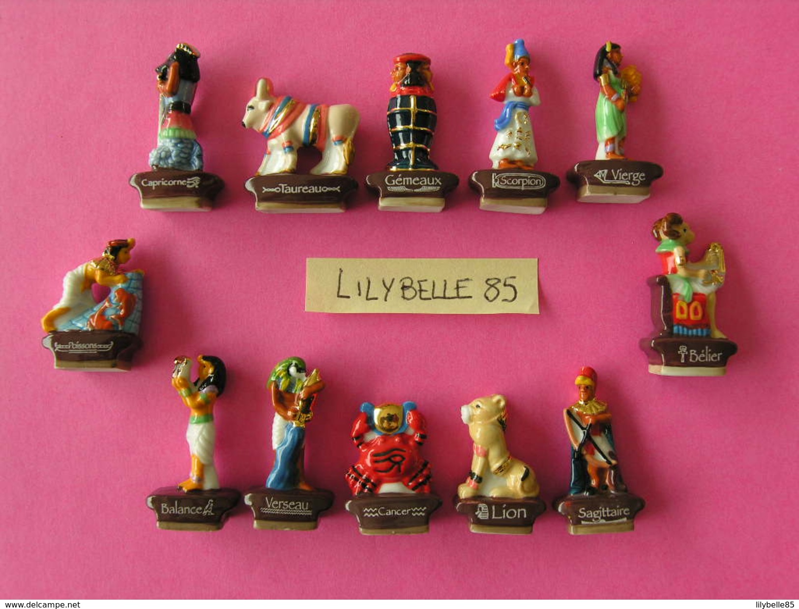 Série Complète De 12 Fèves En Porcelaine Avec Décor Or - ZODIAQUE EGYPTIEN ( Feve EGYPTE ) - History