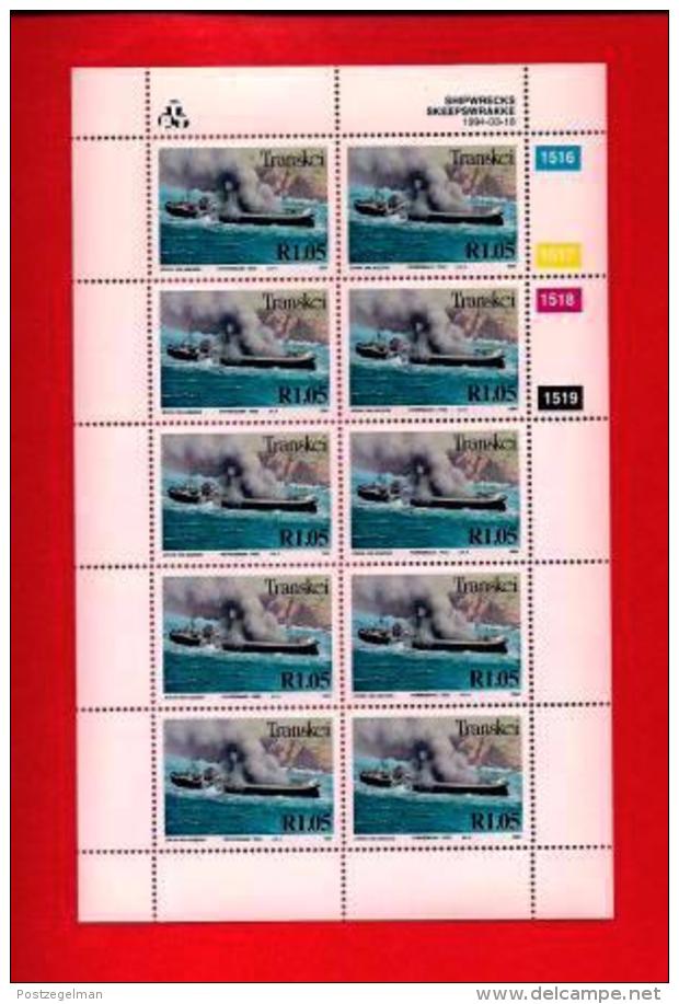 TRANSKEI, 1994, Mint Stamps In Full Sheets, MI 315-318, Shipwrecks, S765 - Transkei