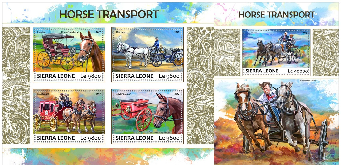 Z08 SRL17717ab SIERRA LEONE 2017 Horse Transport MNH ** Postfrisch Set - Sierra Leone (1961-...)