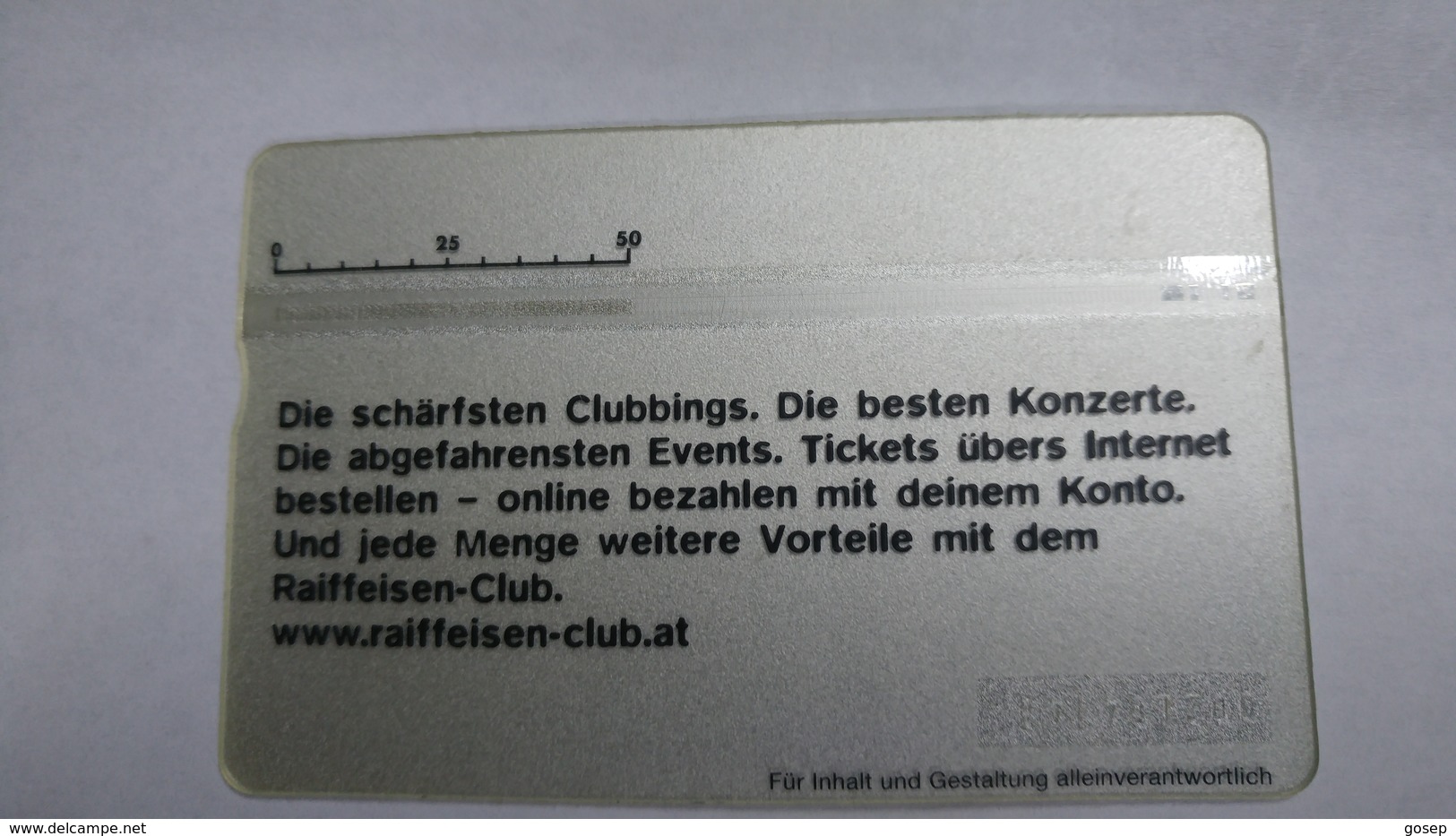 Austria-(f491)-raiffeisen-club 4"-(50e)-(002l)-tirage-5.185-used Card+1 Card Prepiad Free - Autriche