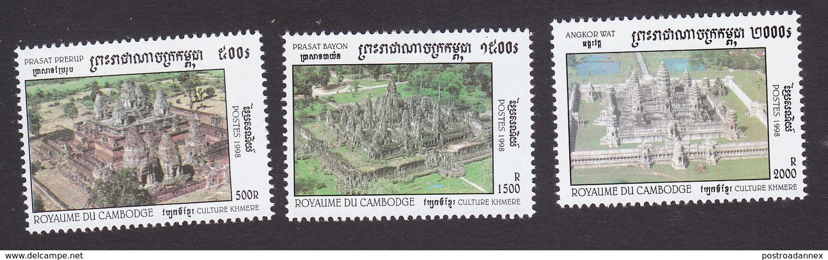 Cambodia, Scott #1748-1750, Mint Hinged, Khmer Culture, Issued 1998 - Cambodia