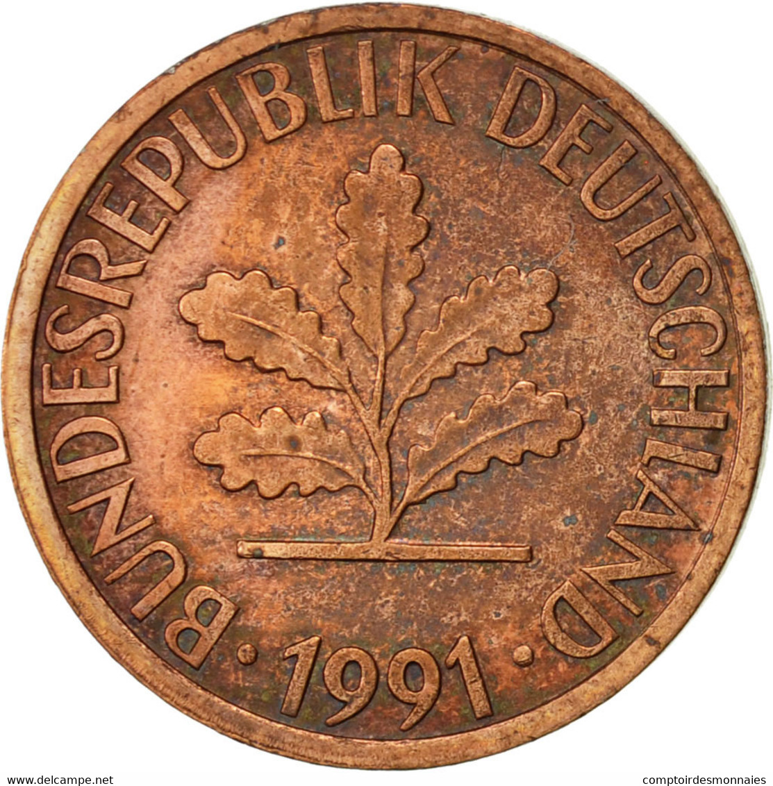 Monnaie, République Fédérale Allemande, Pfennig, 1991, Karlsruhe, TTB, Copper - 1 Pfennig