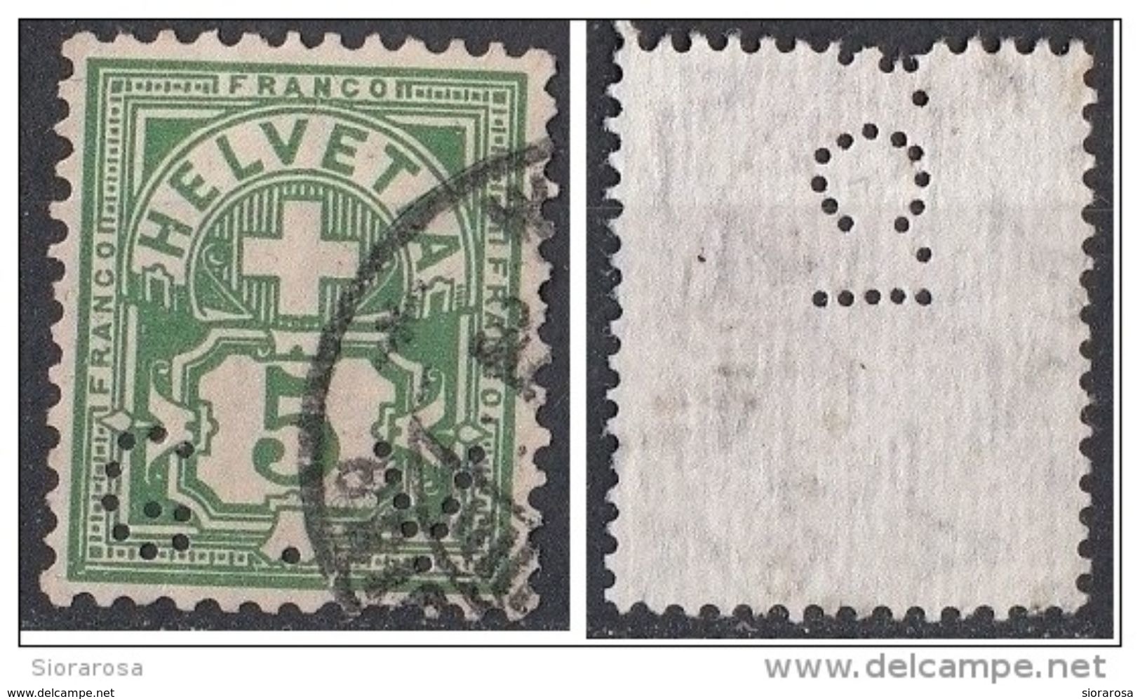 115 Svizzera 1905 Perforè Perfin Perforato Helvetia Suisse - Gezähnt (perforiert)