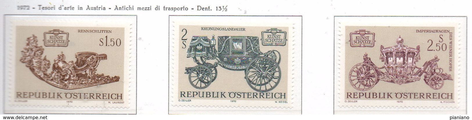 PIA - AUSTRIA    - 1972 : Tesori D'arte In Austria - Antichi Mezzi Di Trasporto  - (Yv 1236-38 ) - Kutschen