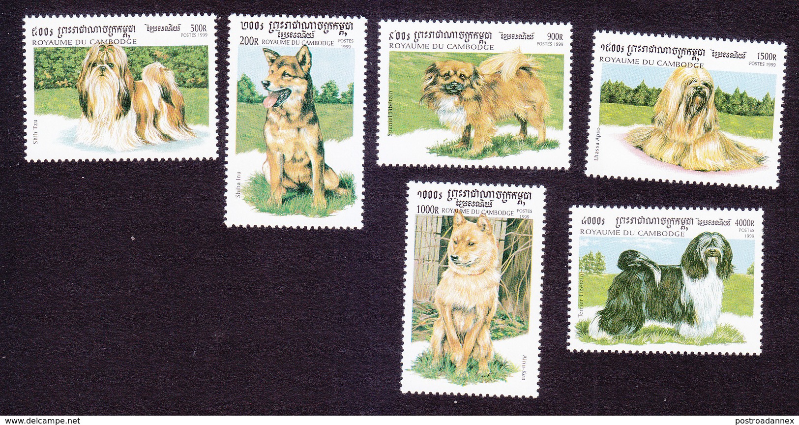 Cambodia, Scott #1804-1809, Mint Hinged, Dogs, Issued 1999 - Cambodia