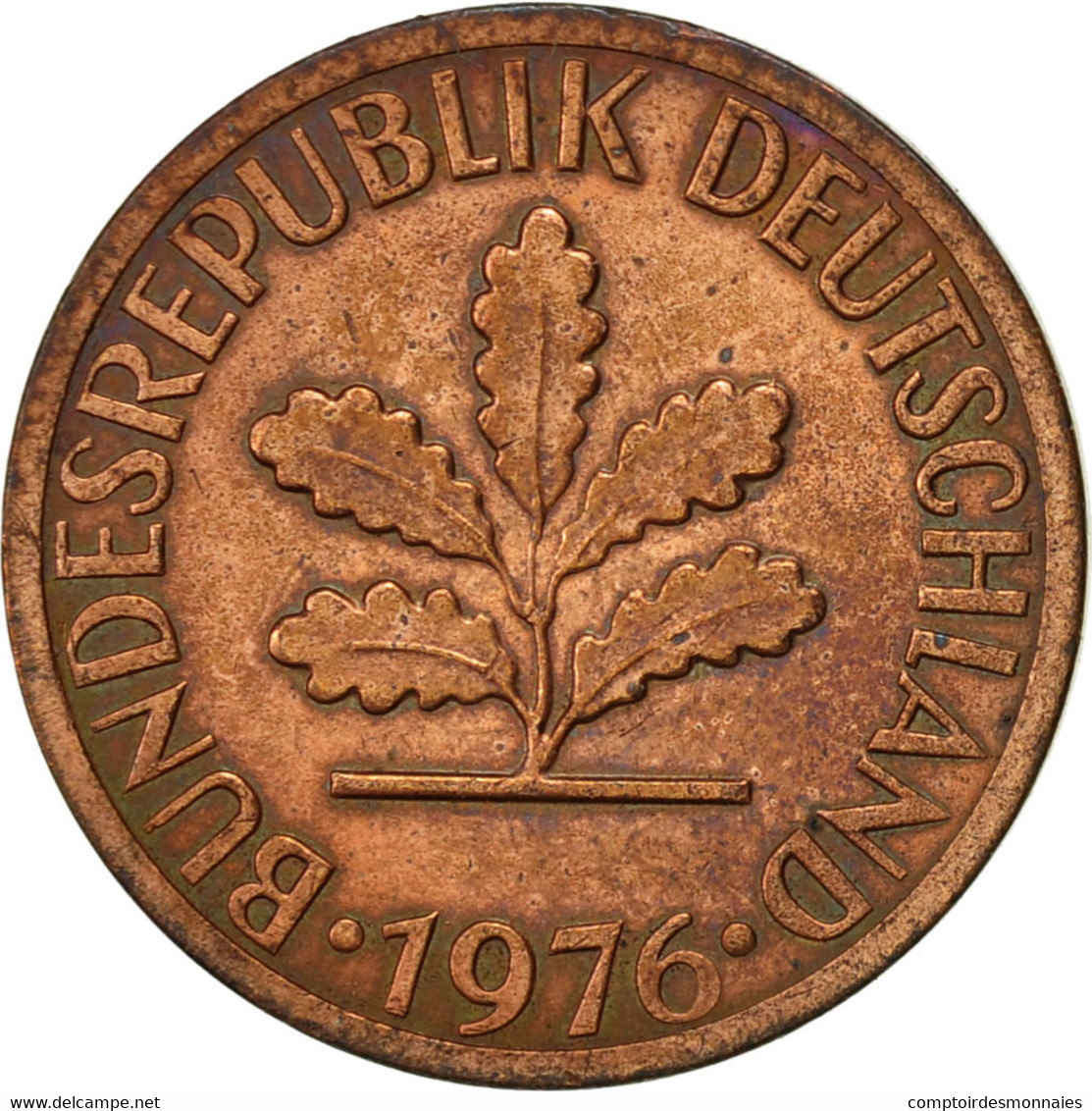 Monnaie, République Fédérale Allemande, Pfennig, 1976, Hambourg, TTB, Copper - 1 Pfennig