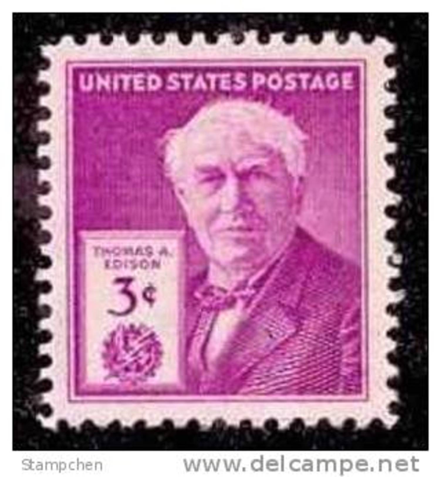 1947 USA Thomas A. Edison Stamp Sc#945 Historic Famous - Unused Stamps