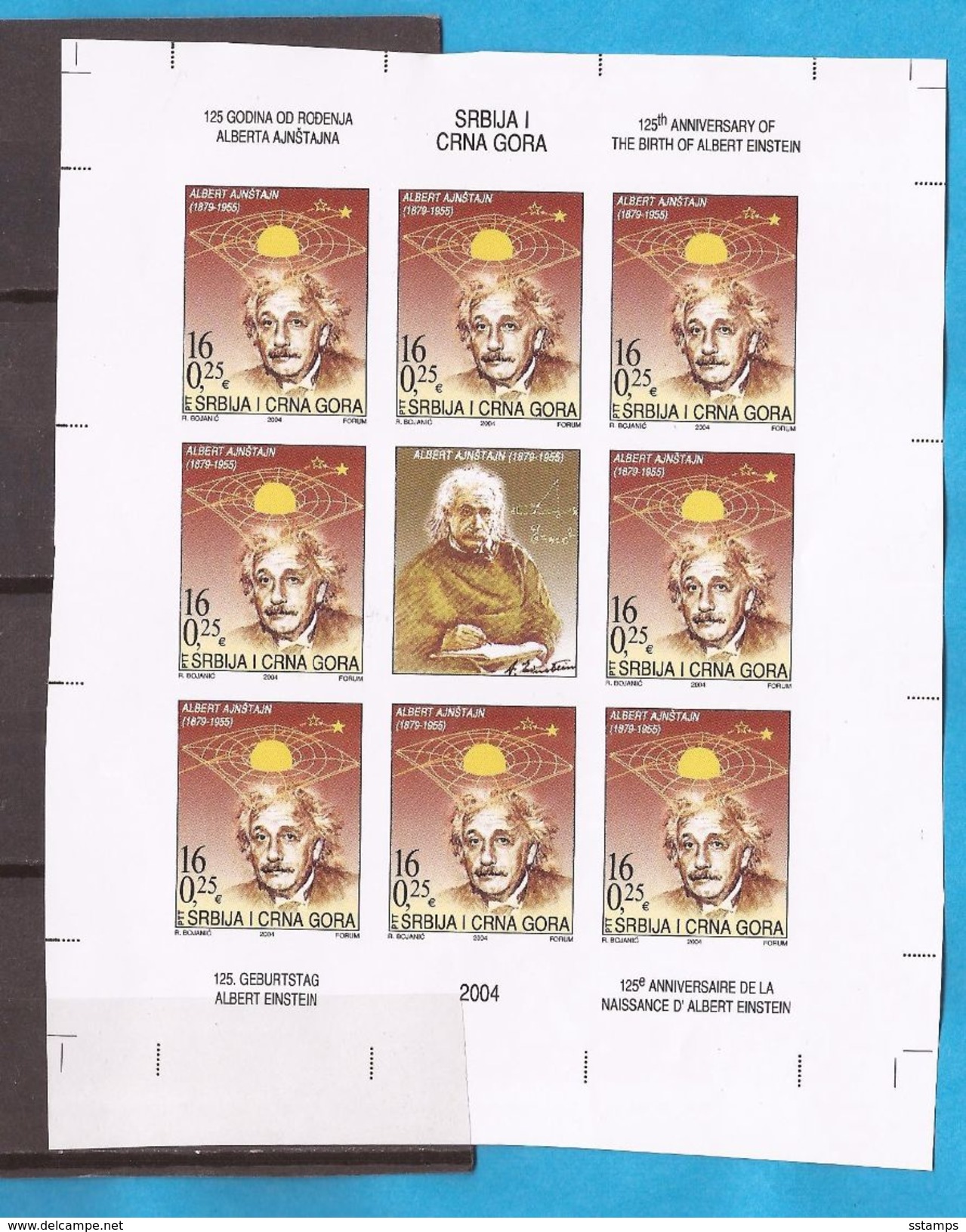 2004 3193  ALBERT EINSTEIN    RRR IMPERFORATE SRBIJA SERBIA CRNA GORAMONTENEGR JUGOSLAVIJA JUGOSLAWIEN  MNH - Albert Einstein