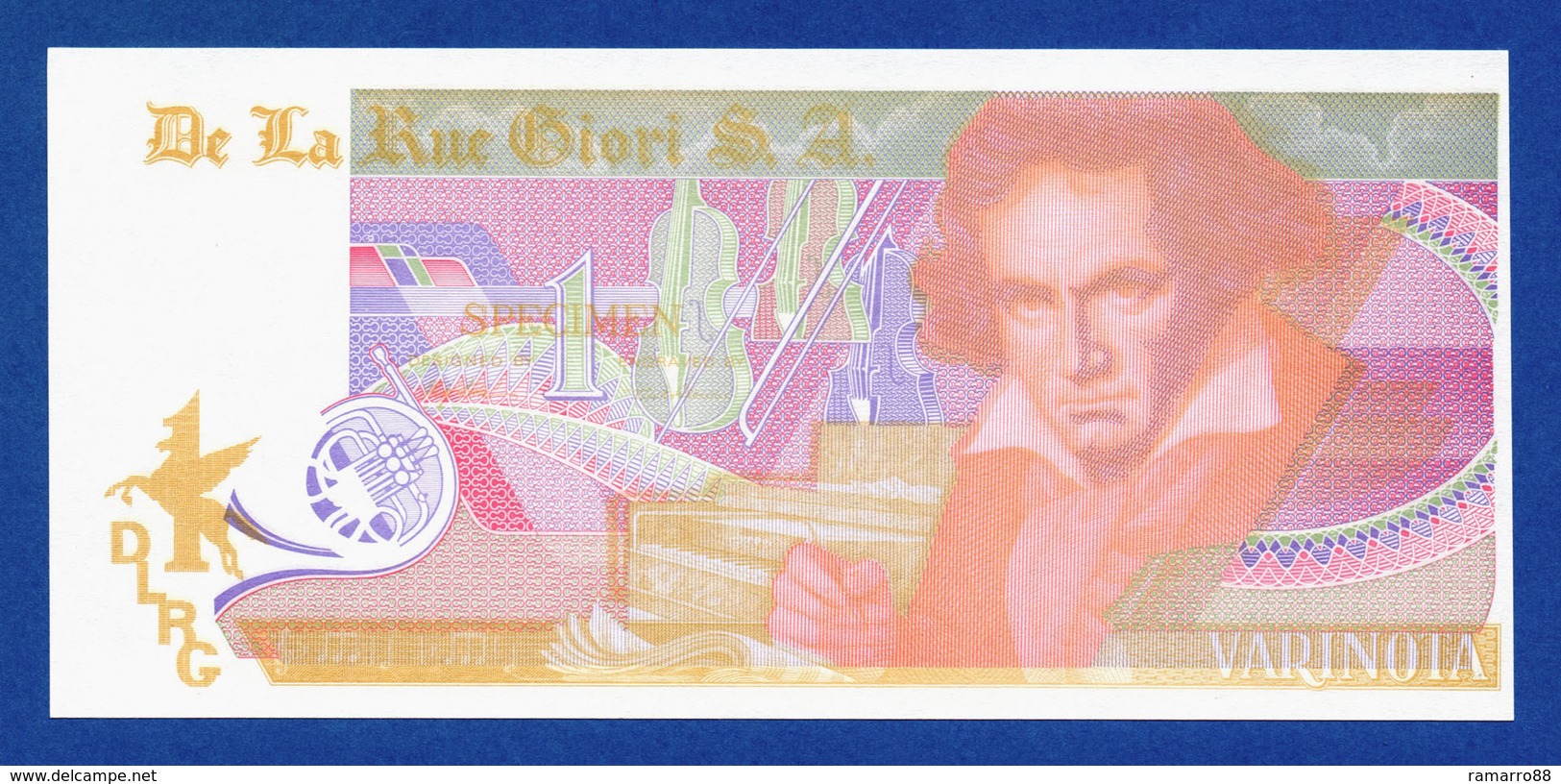 De La Rue Giori S.A. Varinota Beethoven Color Trial #05 - Specimen Test Note Unc - Fiktive & Specimen