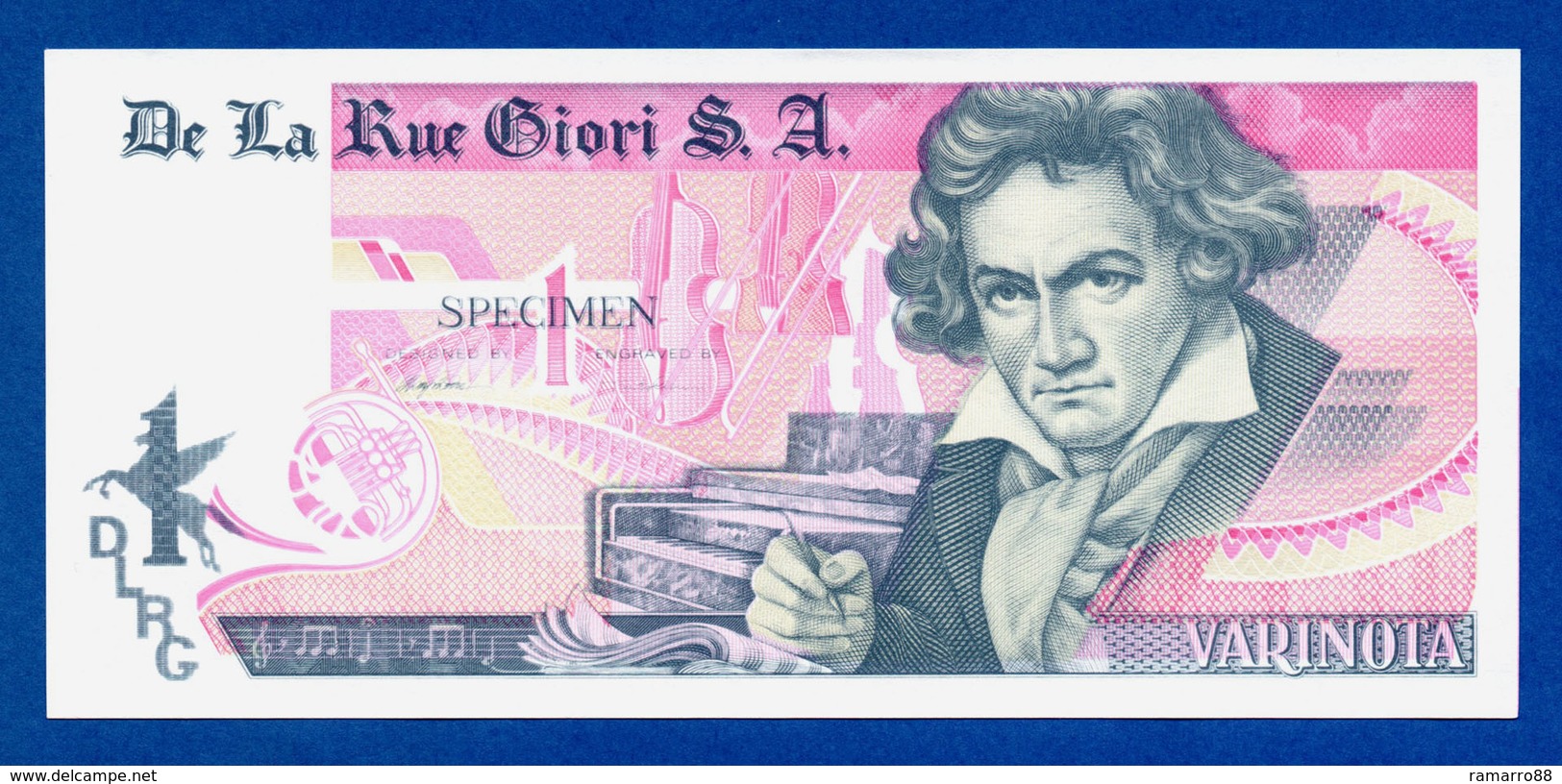 De La Rue Giori S.A. Varinota Beethoven Color Trial #09 - Specimen Test Note Unc - Fiktive & Specimen