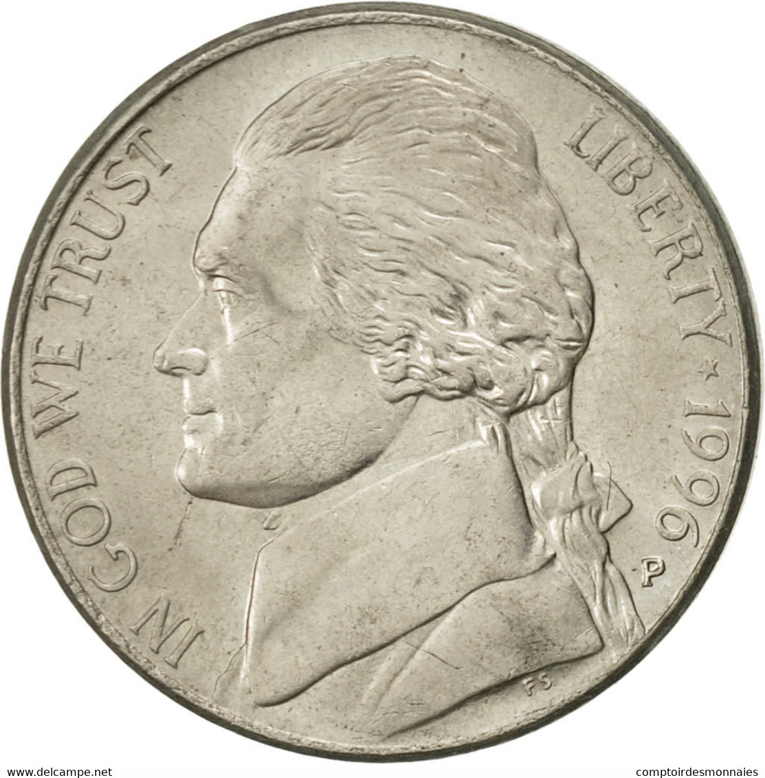 Monnaie, États-Unis, Jefferson Nickel, 5 Cents, 1996, U.S. Mint, Philadelphie - 1938-…: Jefferson