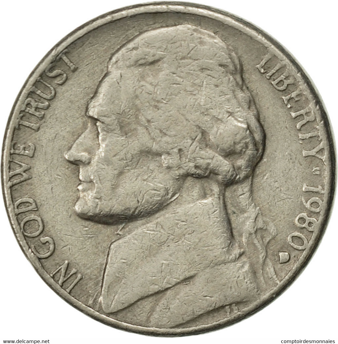 Monnaie, États-Unis, Jefferson Nickel, 5 Cents, 1980, U.S. Mint, Denver, TTB - 1938-…: Jefferson