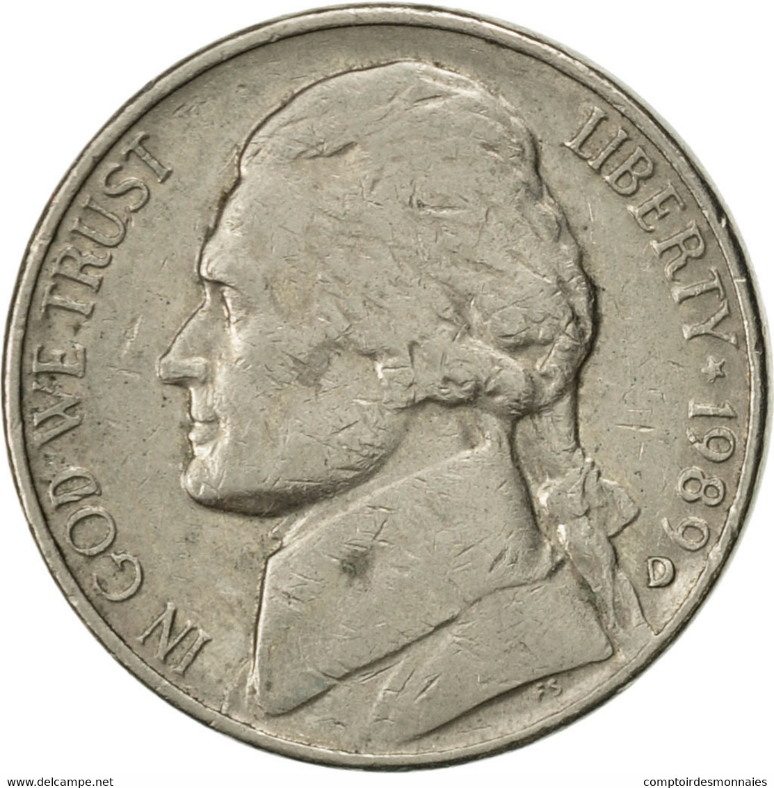 Monnaie, États-Unis, Jefferson Nickel, 5 Cents, 1989, U.S. Mint, Denver, TTB - 1938-…: Jefferson