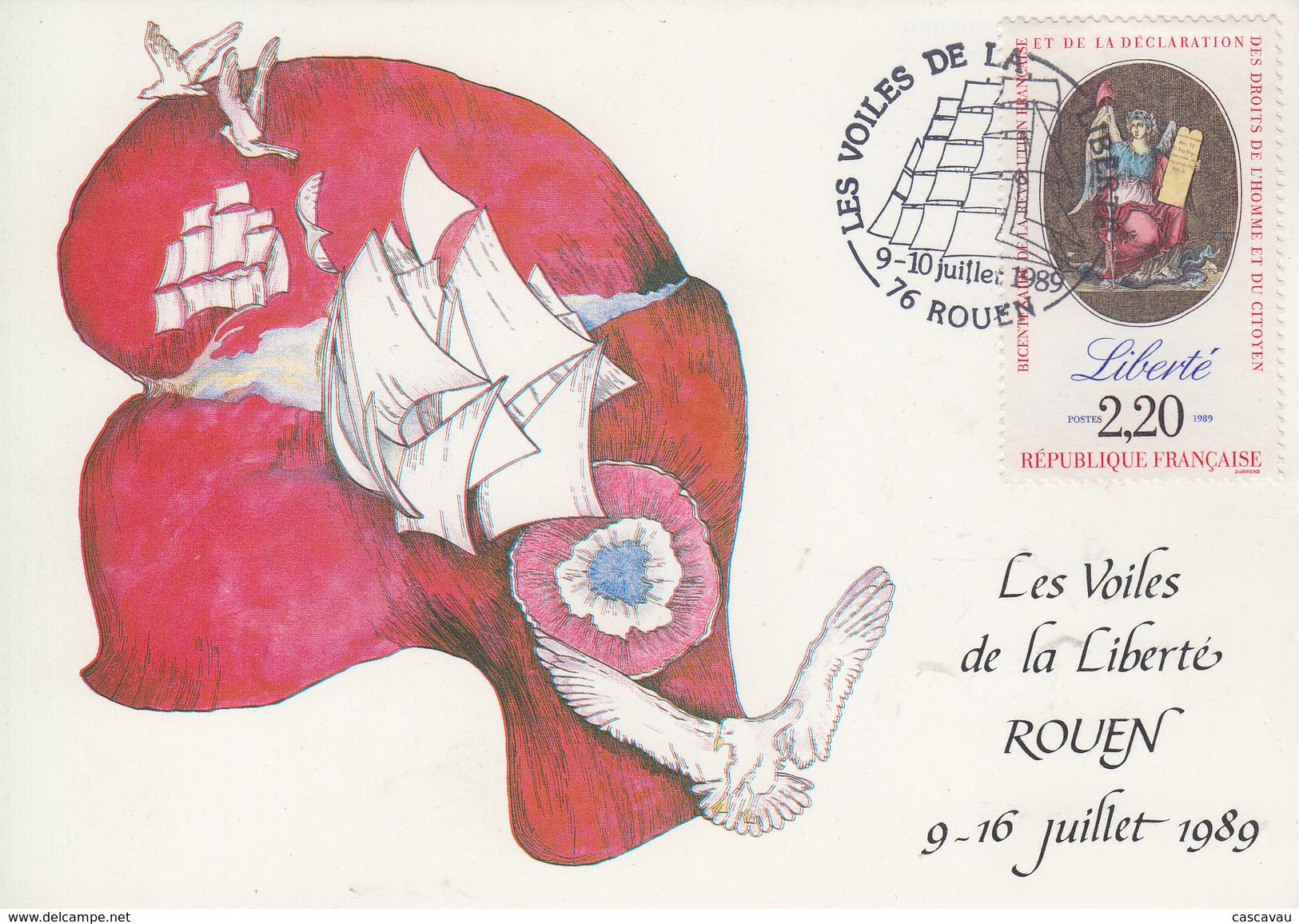 Carte   LES    VOILES  DE  LA  LIBERTE    ROUEN   1989 - Ships