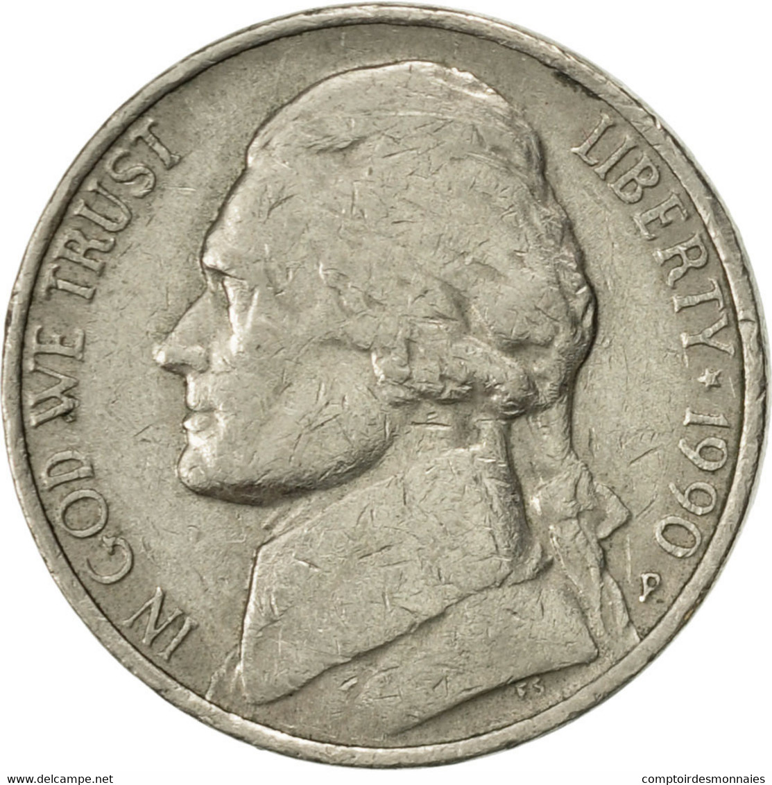 Monnaie, États-Unis, Jefferson Nickel, 5 Cents, 1990, U.S. Mint, Philadelphie - 1938-…: Jefferson